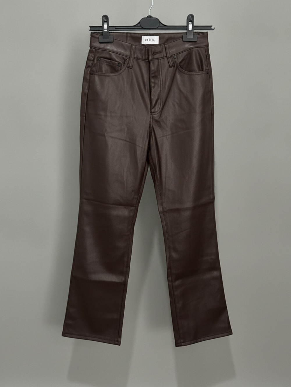 PISTOLA Lennon High Rise Cropped Bootcut Pant Vegan Faux Leather Size 26 Brown - Picture 2 of 5